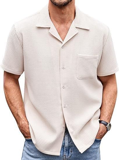 Men's Knit Stylish Half Sleeve Shirt Beige